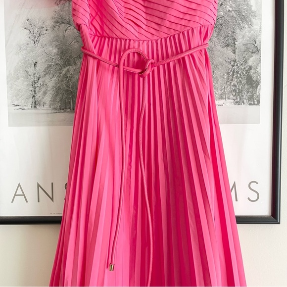 Rebecca Vallance Rosa One Shoulder Pleated Midi Dress in Pink Size US6 AU10 - Picture 9 of 16
